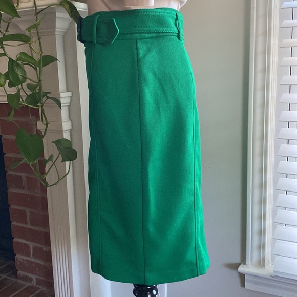 Ann Taylor Belted Seamed Pencil Skirt Kelly Green - Picture 3 of 9